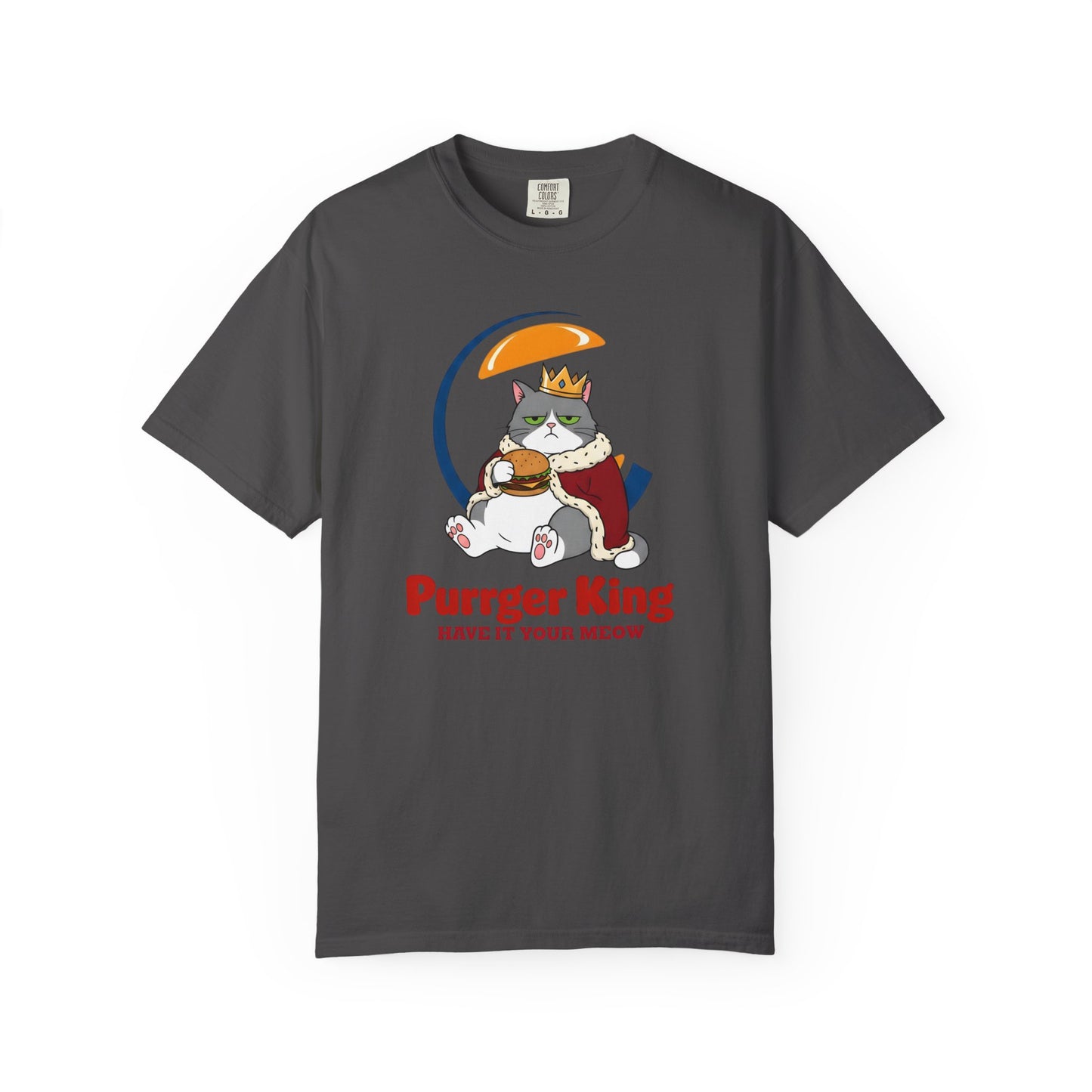 Purrger King Parody T-Shirt  'Have It Your Meow' Cat Royalty Graphic Tee