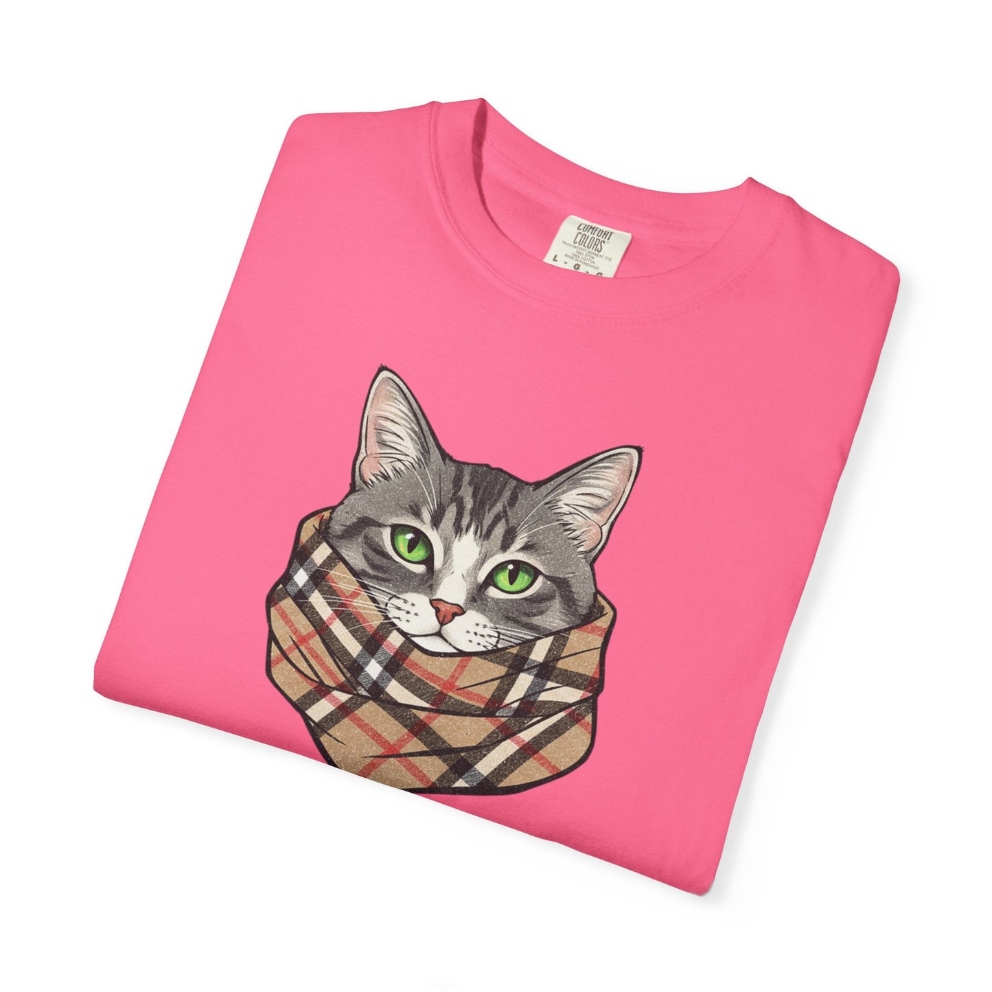 Furrberry Cat Tee - Parody Cat Wearing Plaid Scarf Graphic T-Shirt