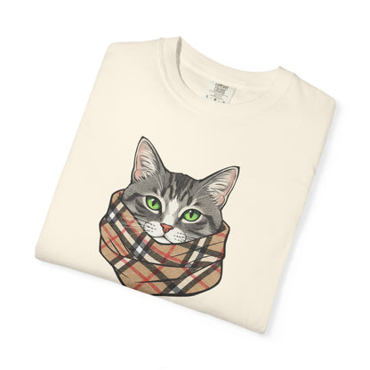 Furrberry Cat Tee - Parody Cat Wearing Plaid Scarf Graphic T-Shirt