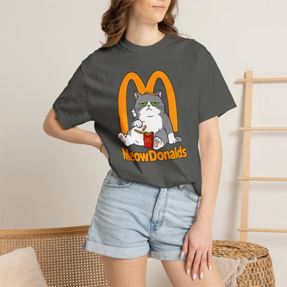 Grumpy Cat Eating Fries T-shirt | Funny Fast Food Parody Tee