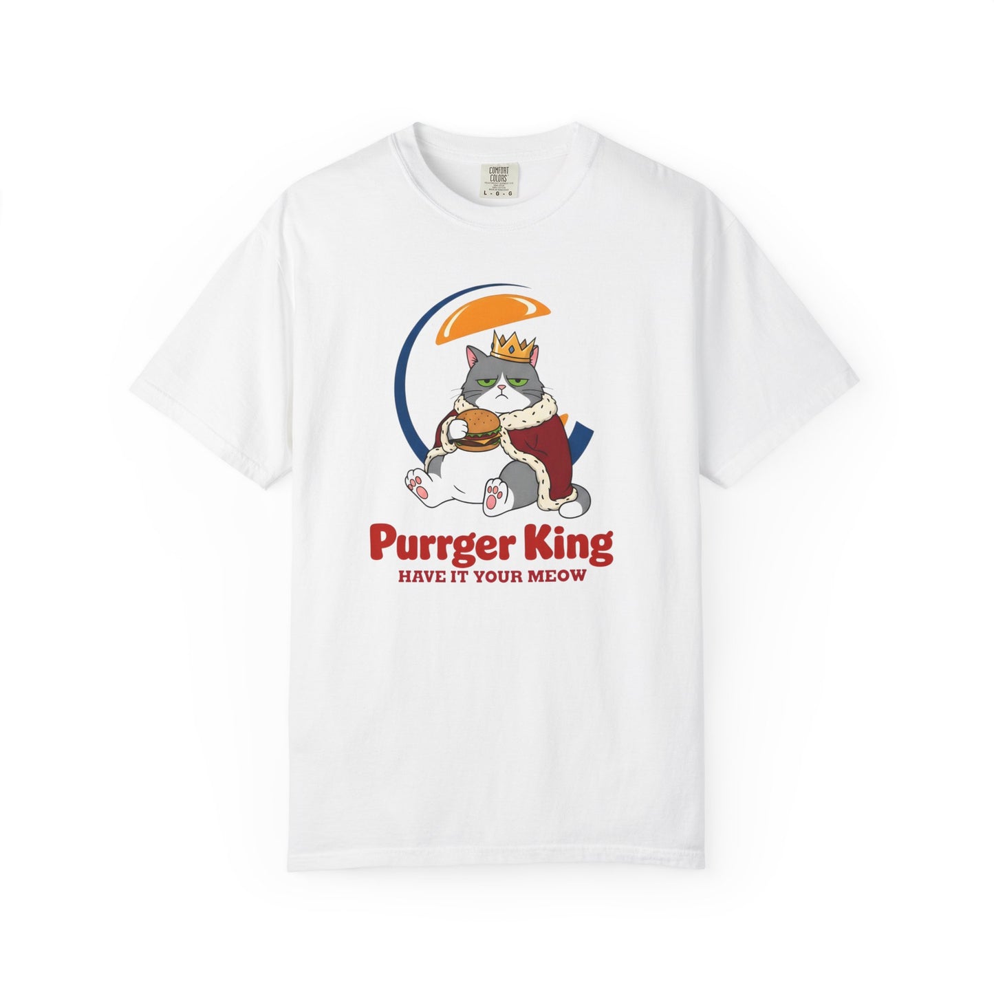Purrger King Parody T-Shirt  'Have It Your Meow' Cat Royalty Graphic Tee