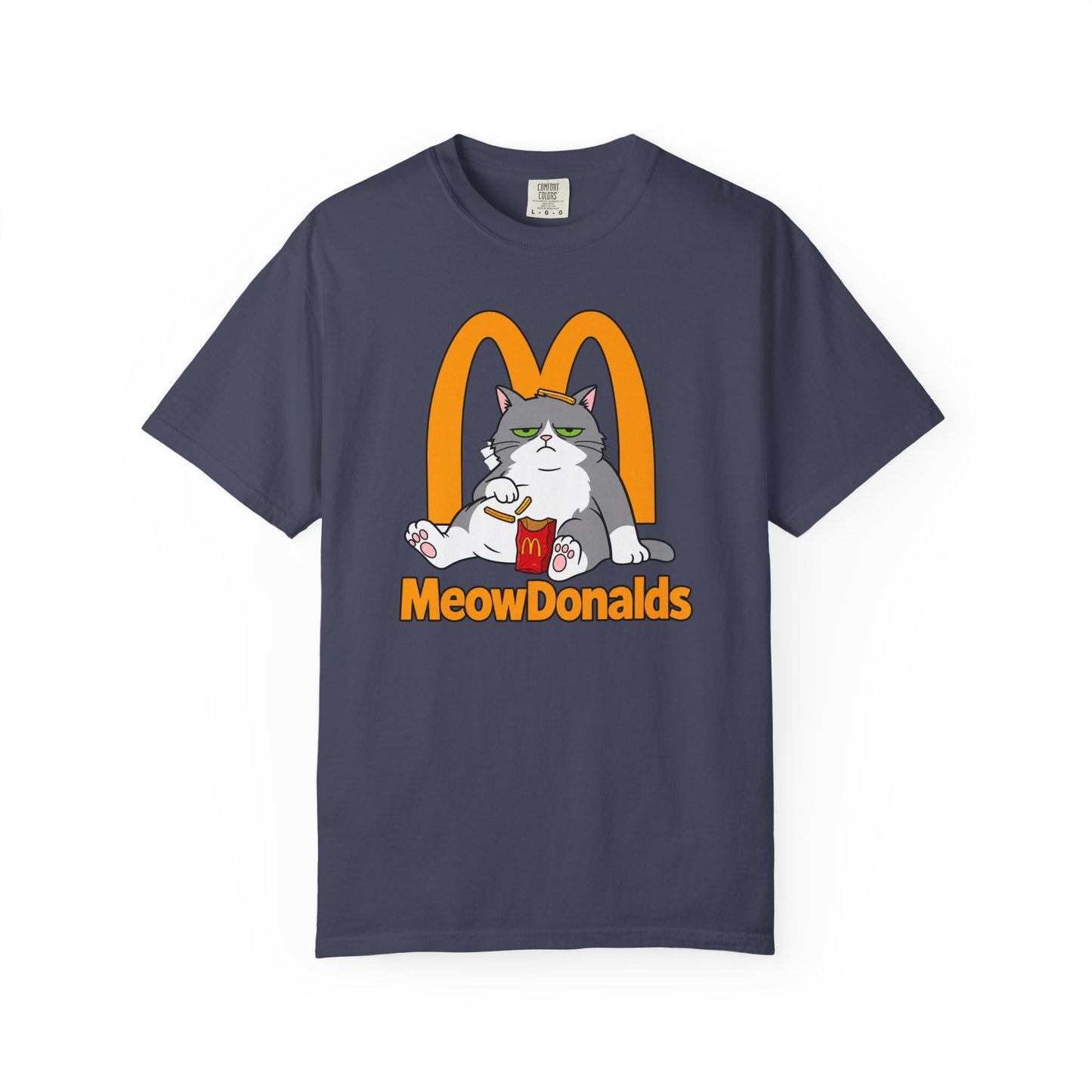 Grumpy Cat Eating Fries T-shirt | Funny Fast Food Parody Tee