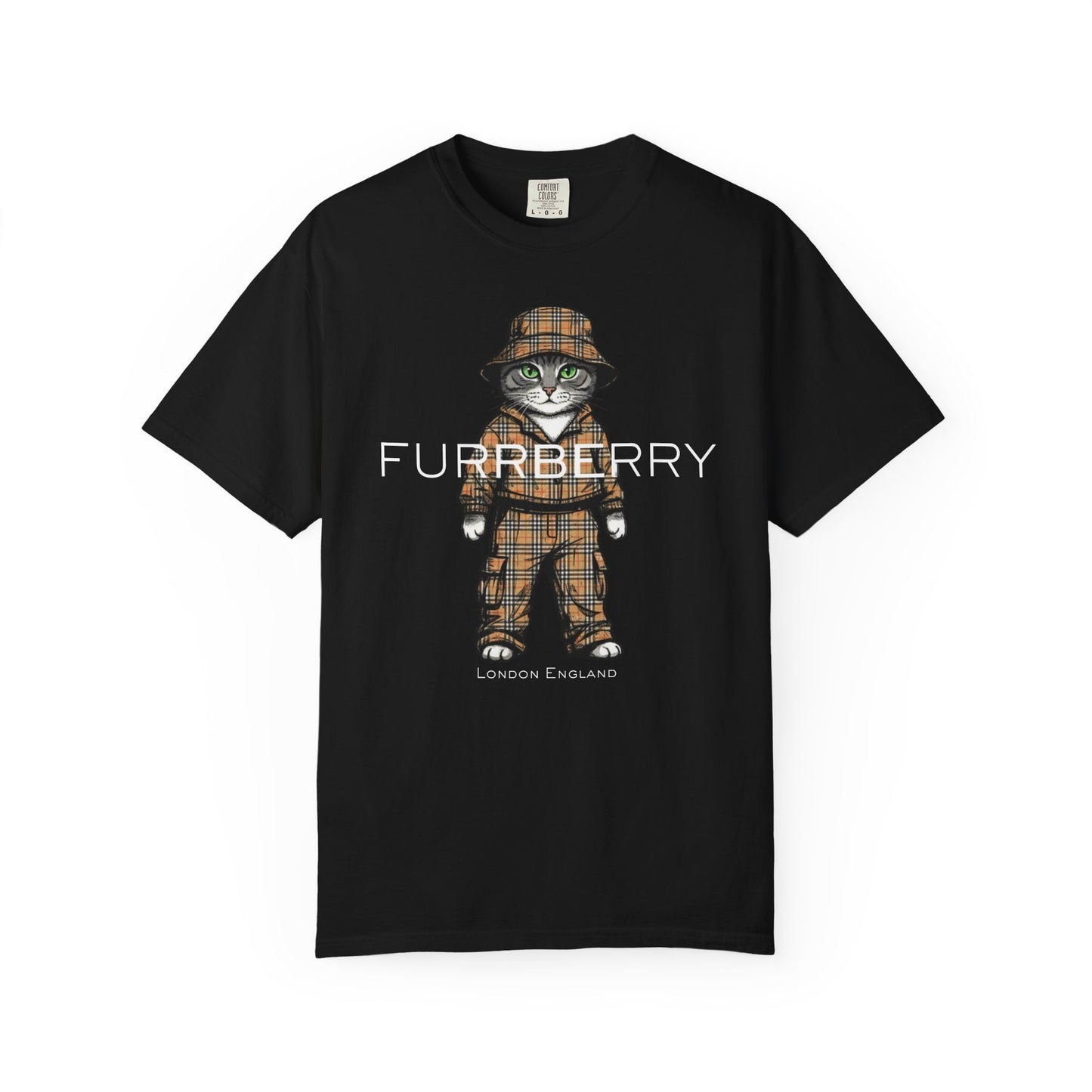 Furrberry Cat in Trench Coat T-Shirt | Cute Fashion Kitty Tee