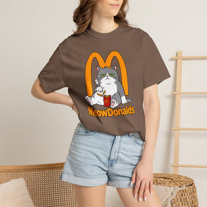 Grumpy Cat Eating Fries T-shirt | Funny Fast Food Parody Tee