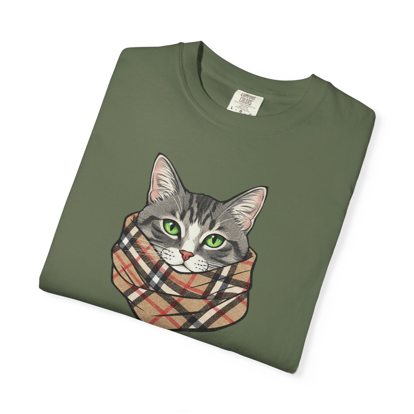 Furrberry Cat Tee - Parody Cat Wearing Plaid Scarf Graphic T-Shirt