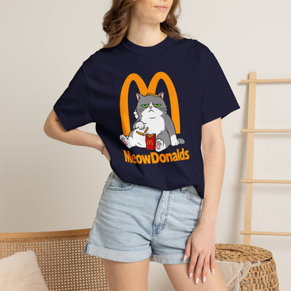 Grumpy Cat Eating Fries T-shirt | Funny Fast Food Parody Tee