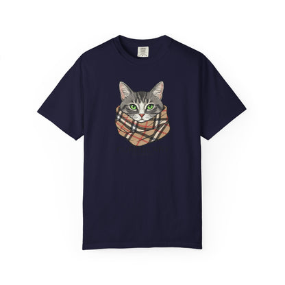 Furrberry Cat Tee - Parody Cat Wearing Plaid Scarf Graphic T-Shirt