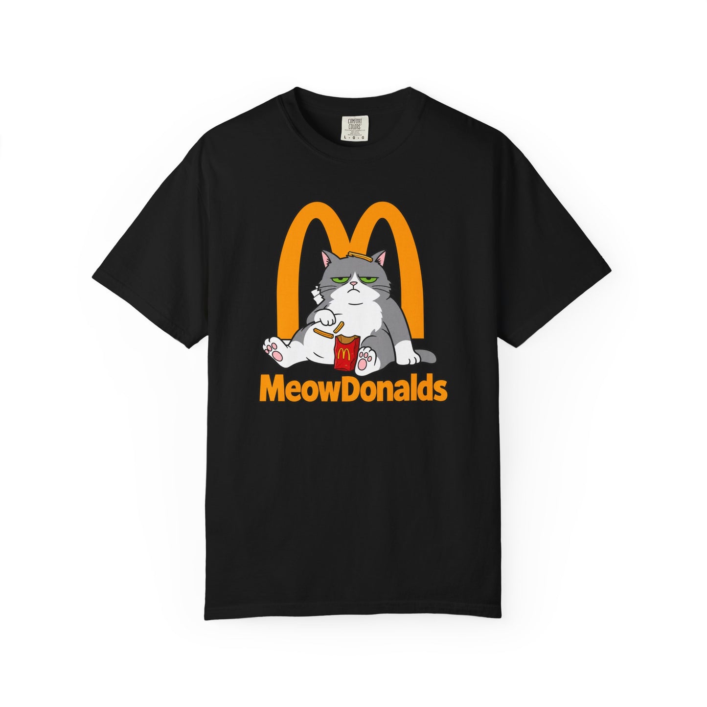Grumpy Cat Eating Fries T-shirt | Funny Fast Food Parody Tee