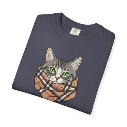Furrberry Cat Tee - Parody Cat Wearing Plaid Scarf Graphic T-Shirt