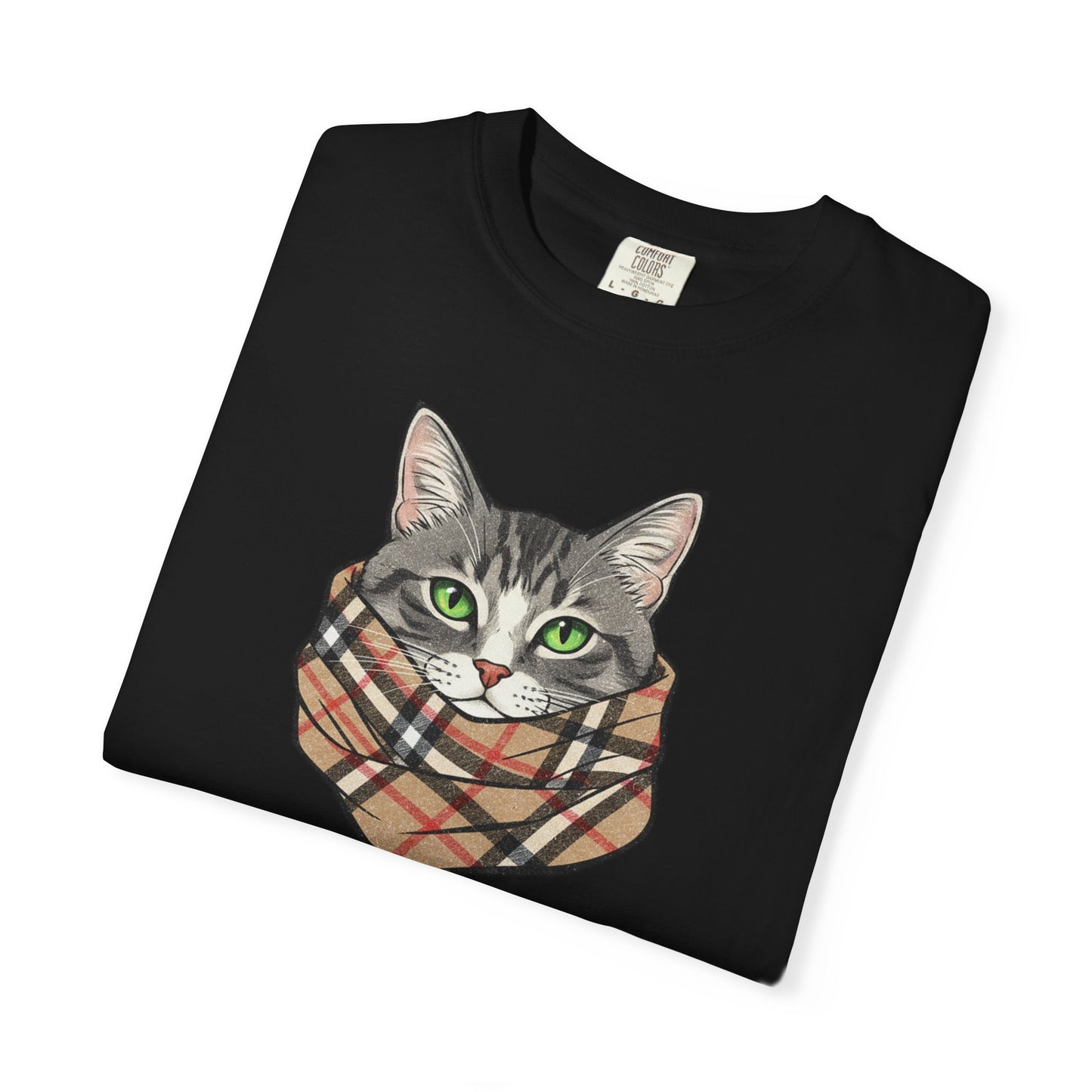 Furrberry Cat Tee - Parody Cat Wearing Plaid Scarf Graphic T-Shirt