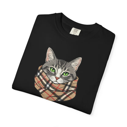 Furrberry Cat Tee - Parody Cat Wearing Plaid Scarf Graphic T-Shirt
