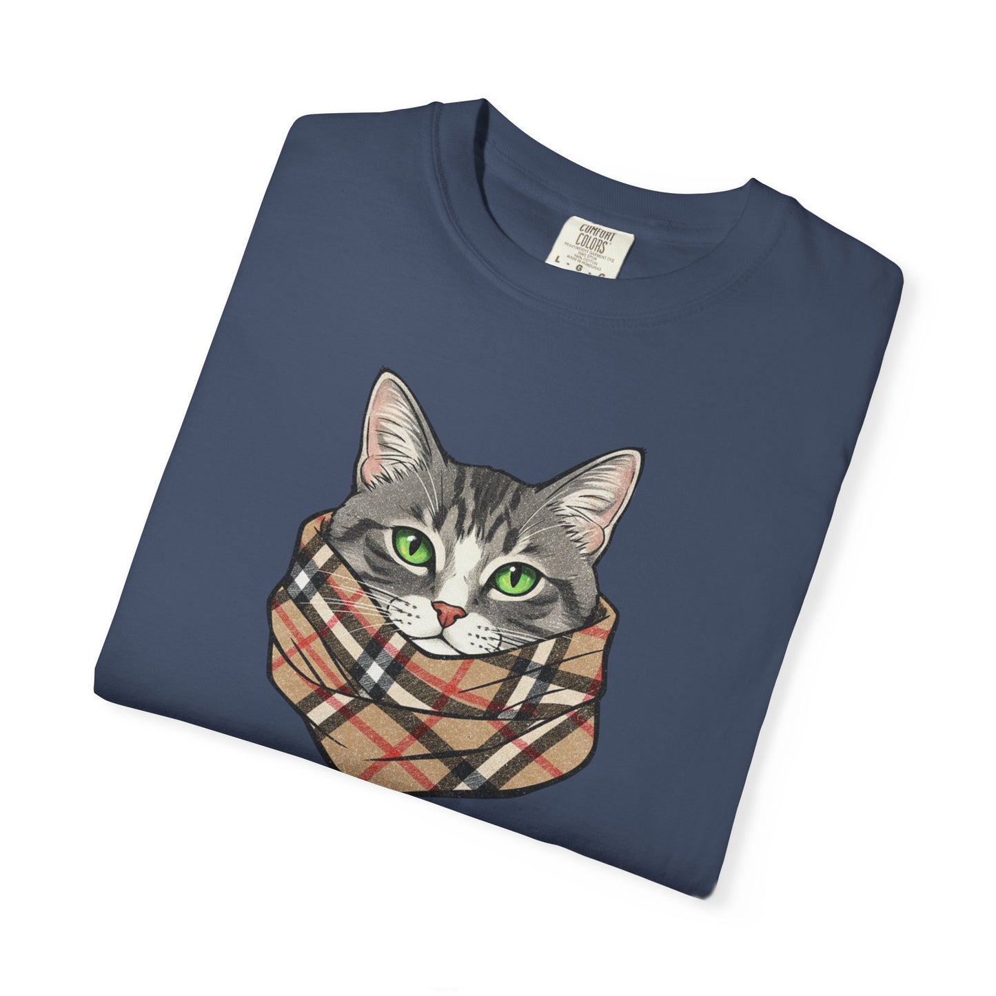 Furrberry Cat Tee - Parody Cat Wearing Plaid Scarf Graphic T-Shirt