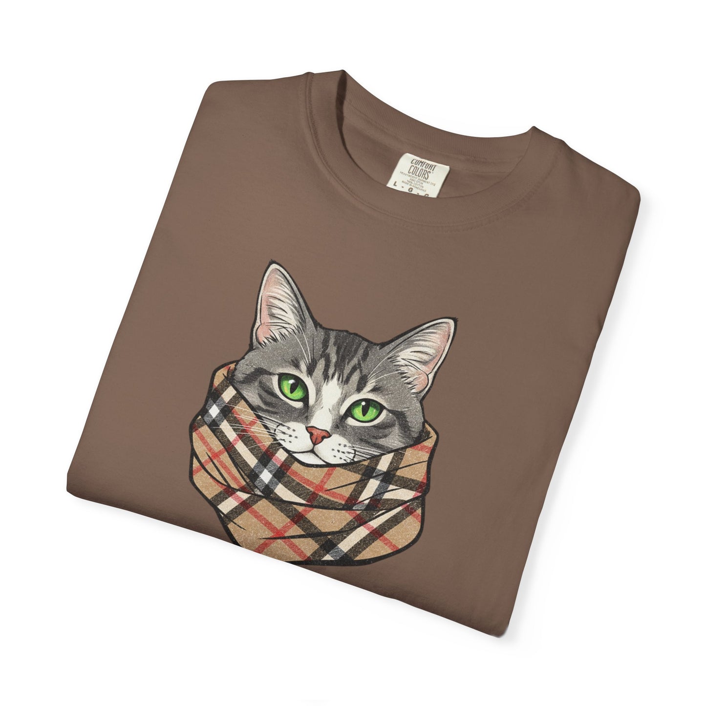 Furrberry Cat Tee - Parody Cat Wearing Plaid Scarf Graphic T-Shirt